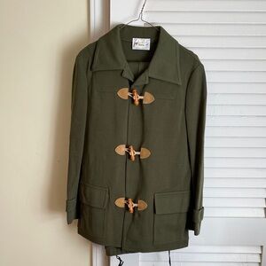 Olive Green pantsuit with toggle buttons. Vintage